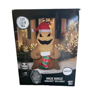 Nightmare Before Christmas Oogie Boogie With Stocking Airblown Inflatable 5' New